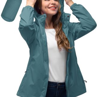Rain Jacket Waterproof Lightweight Packable Raincoat with image 1