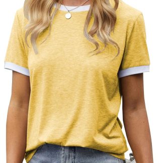 T Shirt Short Sleeve Crew Neck Striped Color Block Tee Tops image 1