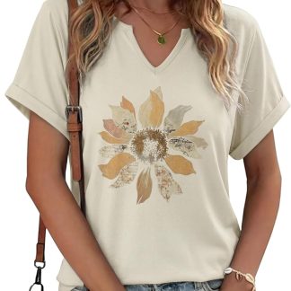 Flowers V Neck Shirt Vintage Boho Floral Wildflowers image 1