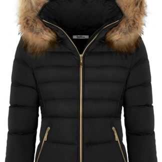 Fur Hooded Thickened Jacket with Fleece Lining image 1