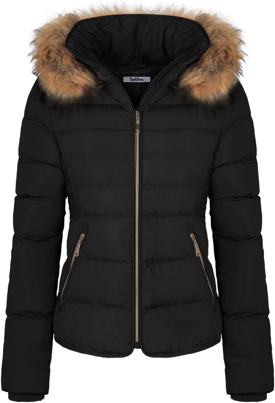 Fur Hooded Thickened Jacket with Fleece Lining image 3
